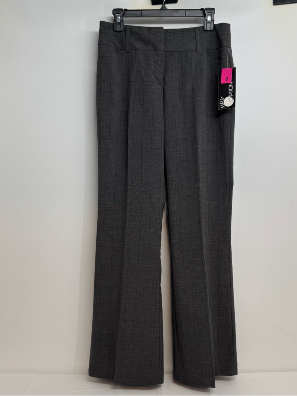 NWT First Option Womens Pants Size 8 Gray Trousers Slacks Belt Loop